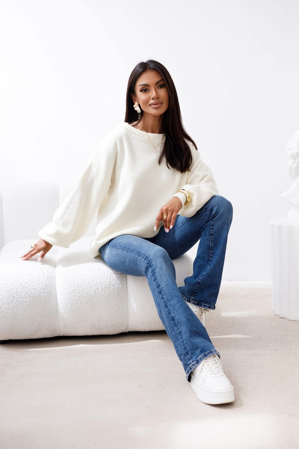 Sweter damski wełniany MIREL ecru Madame Sue