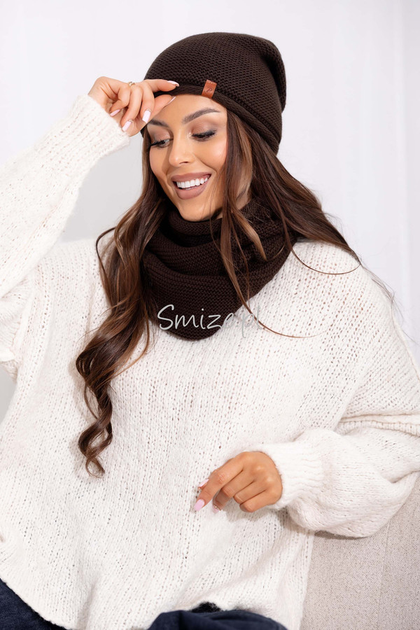 Komplet Czapka i Komin LOVELY czekoladowy