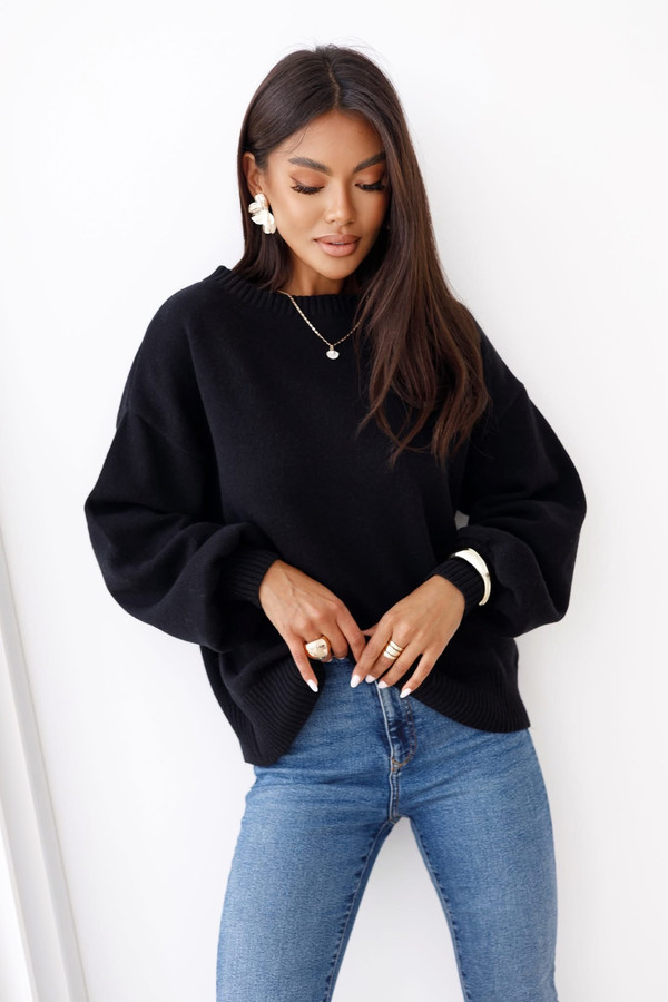Sweter damski wełniany MIREL czarny Madame Sue