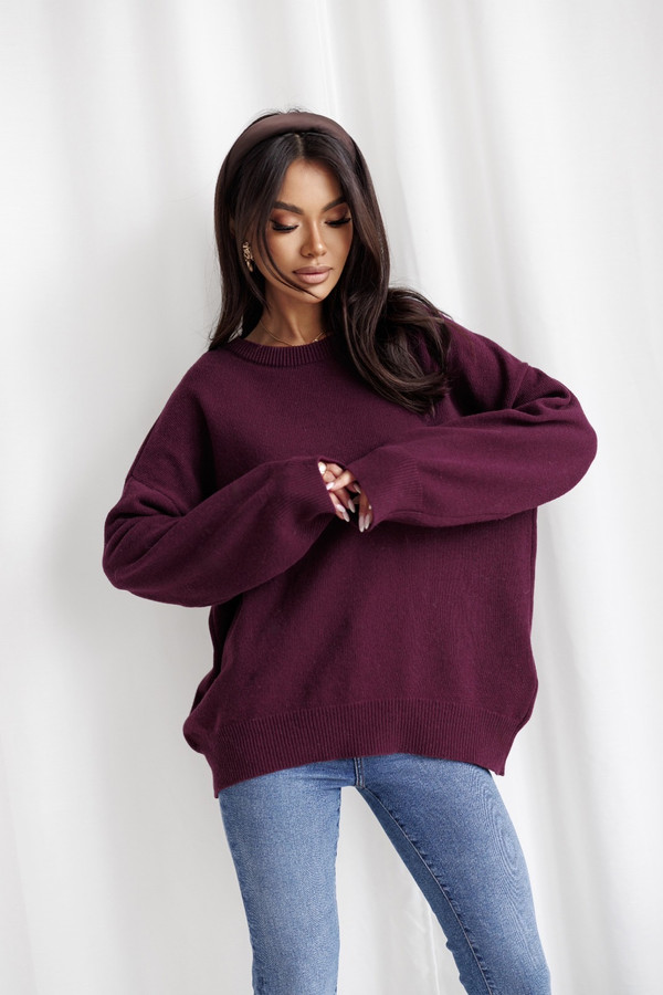 Sweter damski wełniany LUNA oberżyna Madame Sue