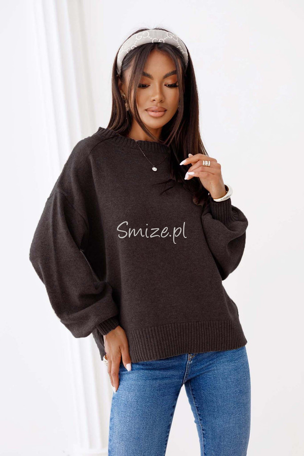 Sweter damski wełniany MIREL czekoladowy Madame Sue