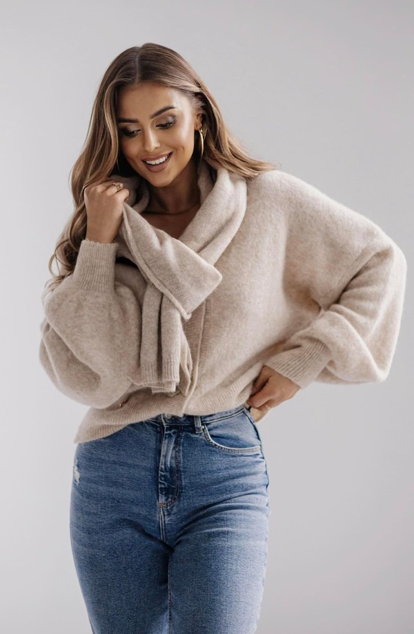 Szal z alpaki i wełny Madame Sue, beżowy