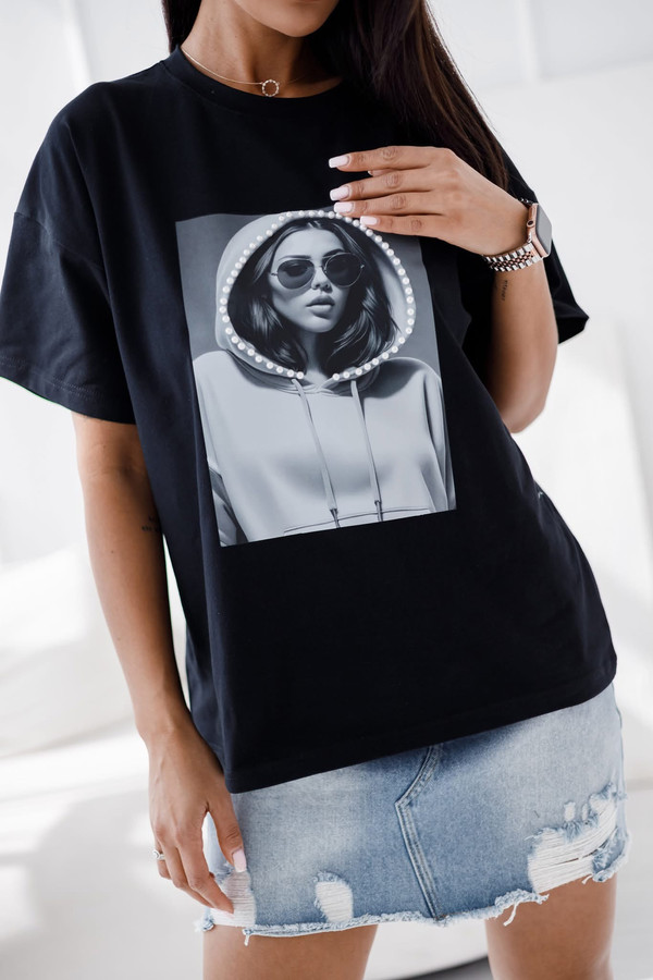 T-shirt z aplikacją 3D Madame Sue