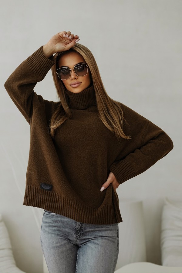 Sweter damski wełniany golf KELLY Madame Sue