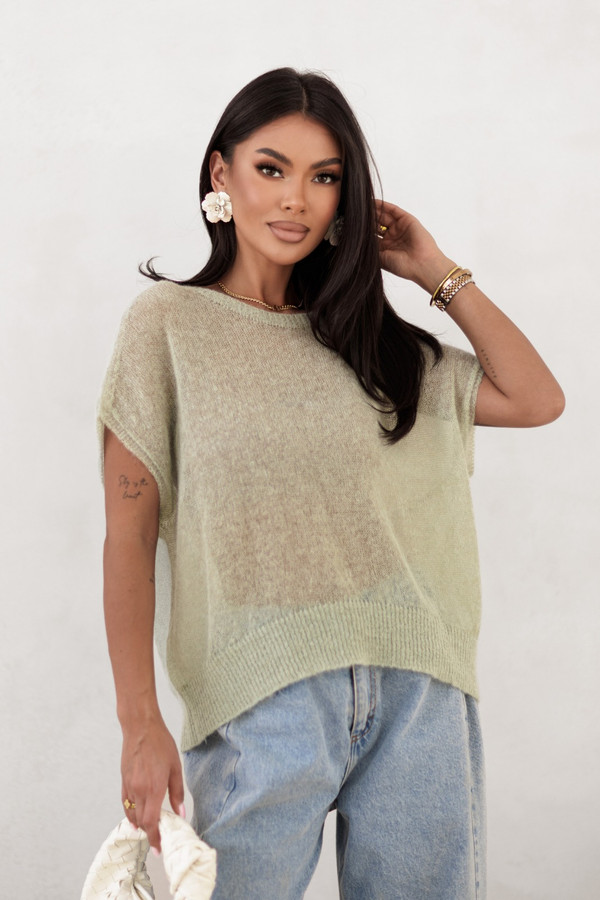 Sweter damski z krótkim rękawem KENIA, alpaka superfine Madame Sue