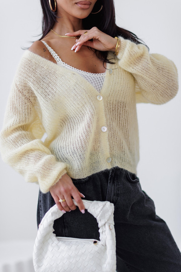 Sweter damski rozpinany PALERMO, super kid moher Madame Sue