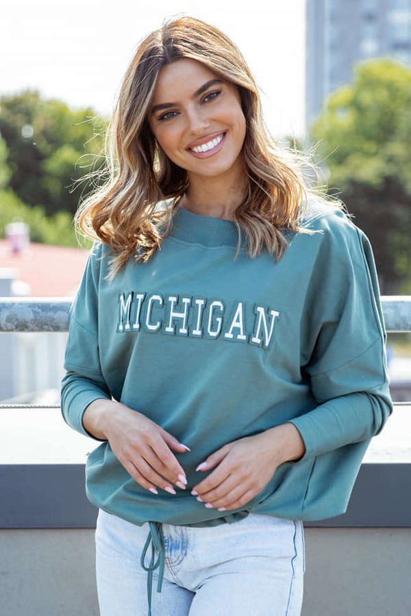 Bluza oversize MICHIGAN Me Gusta zielono turkusowa