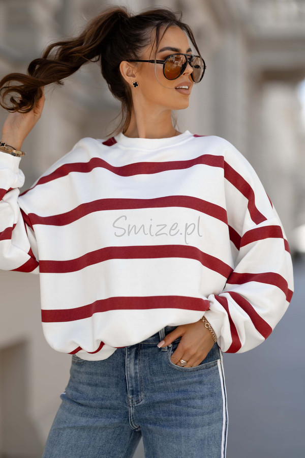Bluza oversize Stripe w bordowe paski