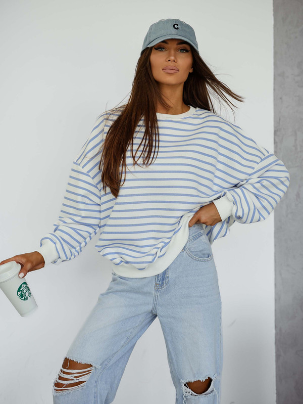 Bluza oversize Stripe w niebieskie paski