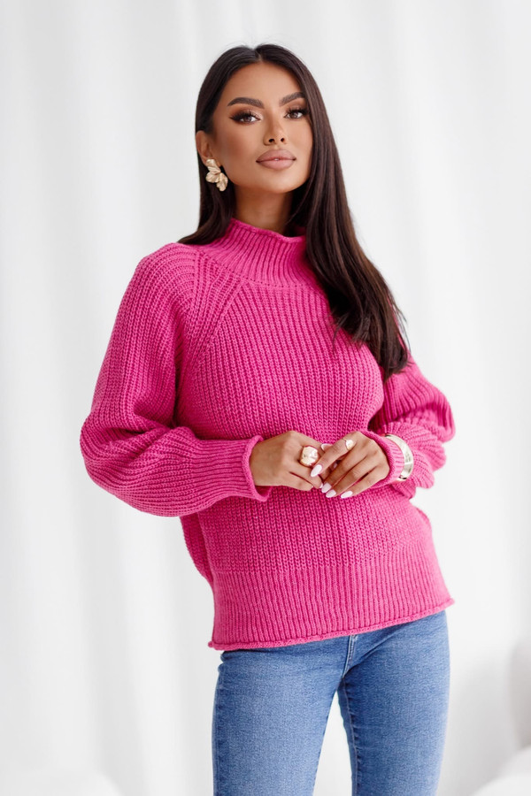 Sweter damski z alpaką i wełną ASTRID Madame Sue, fuksja