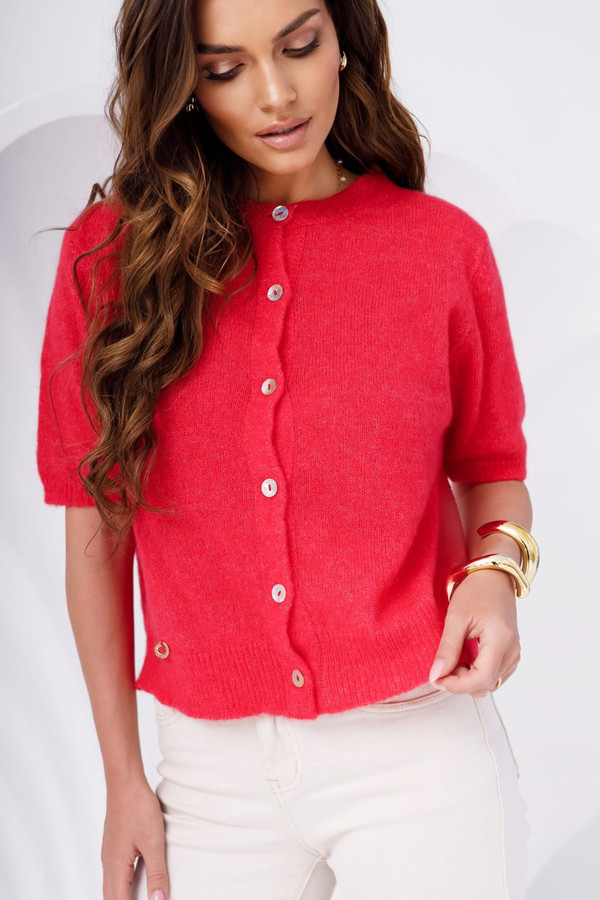 Sweter rozpinany baby alpaca TORI malinowy Madame Sue