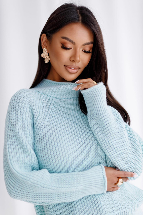 Sweter damski z alpaką i wełną ASTRID Madame Sue, miętowy