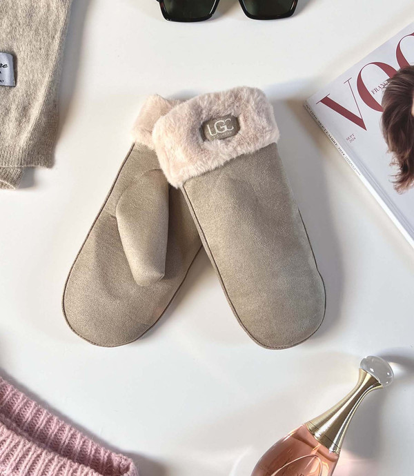 Rękawiczki jednopalczaste - ciepłe i stylowe - kamienny beż