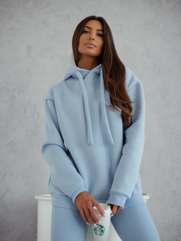 Komplet basic, Bluza ocieplana z legginsami SOFT SET błękitny