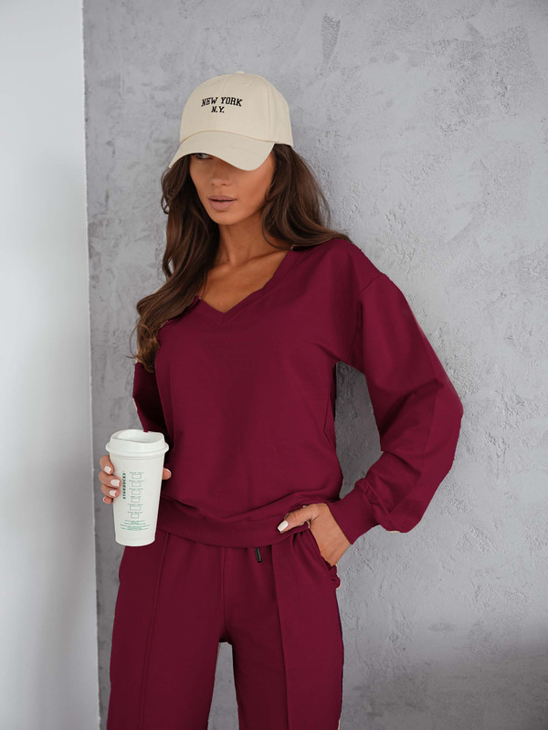 Komplet dresowy Just For You Long bordowy