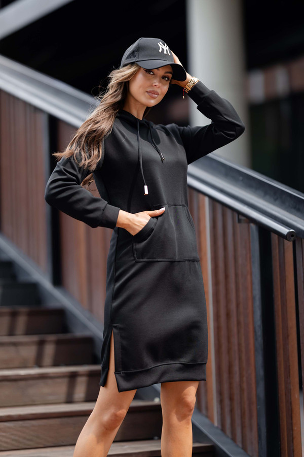 Sukienka Lorenzo "Masełko" z kapturem, czarna