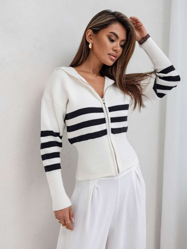 Sweter w paski z kapturem KELLY Cocomore