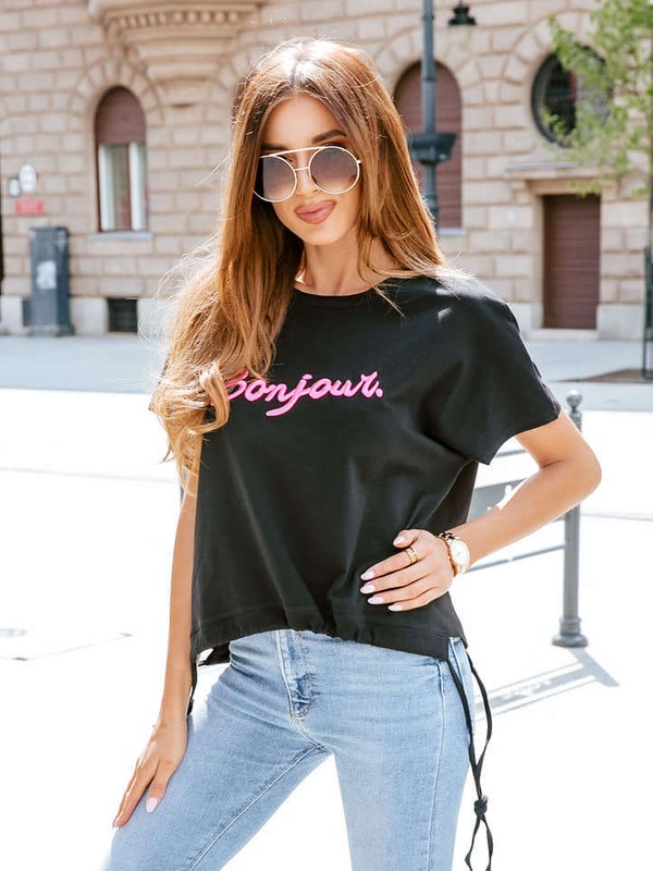 T-Shirt Bonjour czarny