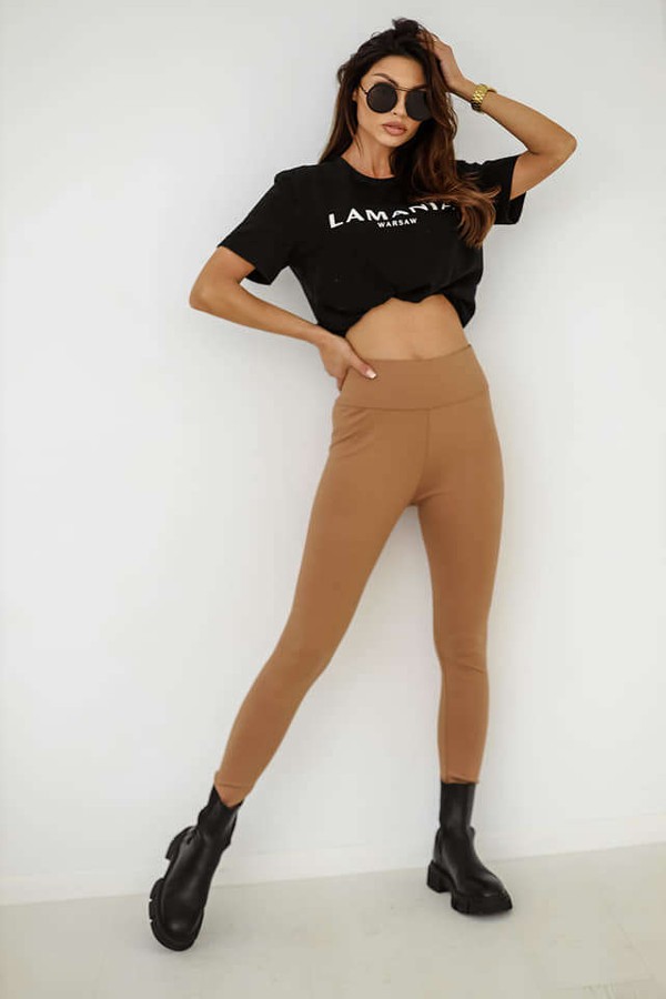 Legginsy bezszwowe FITNESS Me Gusta / camel