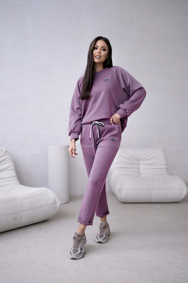 Komplet dresowy masełkowy min min, wrzosowy