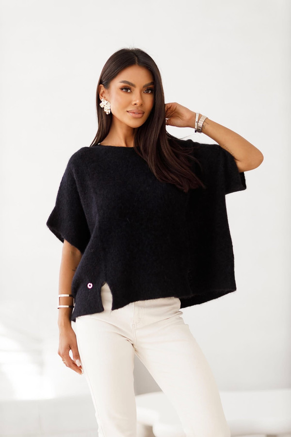 Sweter HERA czarny, baby alpaka i wełna merynosa Madame Sue