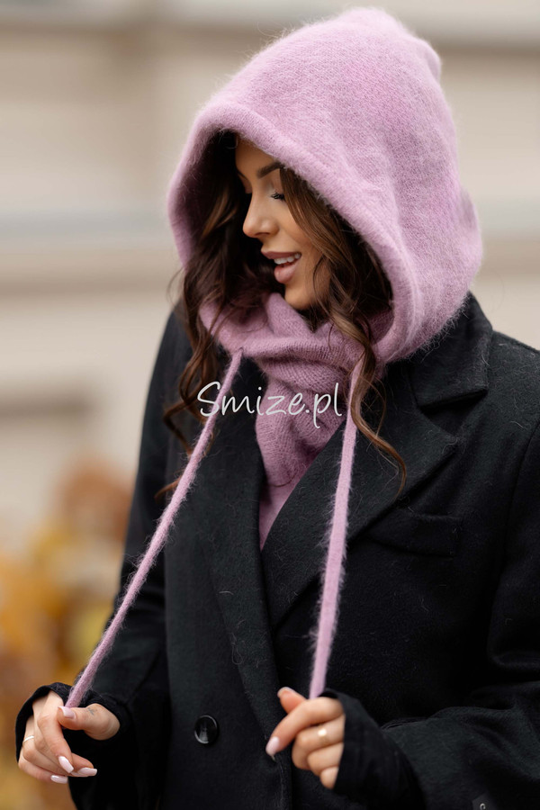 Kominokaptur, balaklawa damska z angory Smize, wrzosowy