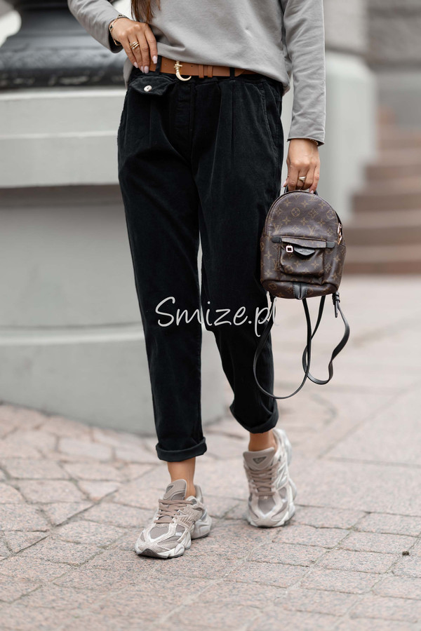 Damskie spodnie sztruksowe LAMYA czarne