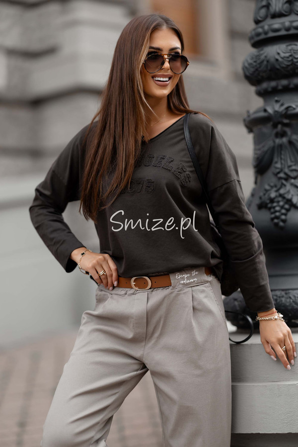 Bluzka z długim rękawem Los Angeles czekoladowy