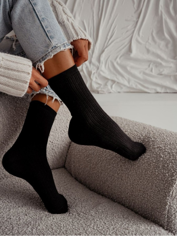 Skarpetki damskie prążkowane frotte