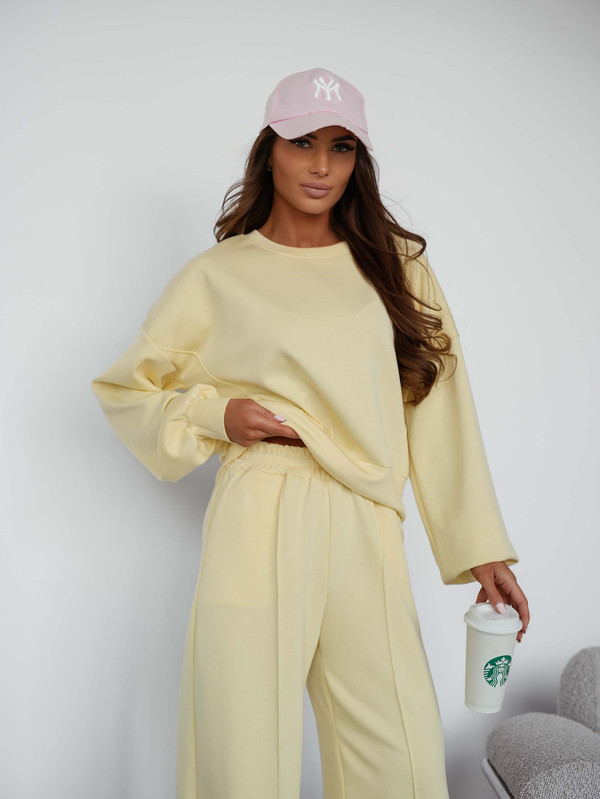 Komplet dresowy bez kaptura PASTEL, "Masełko" z wiskozy bananowy