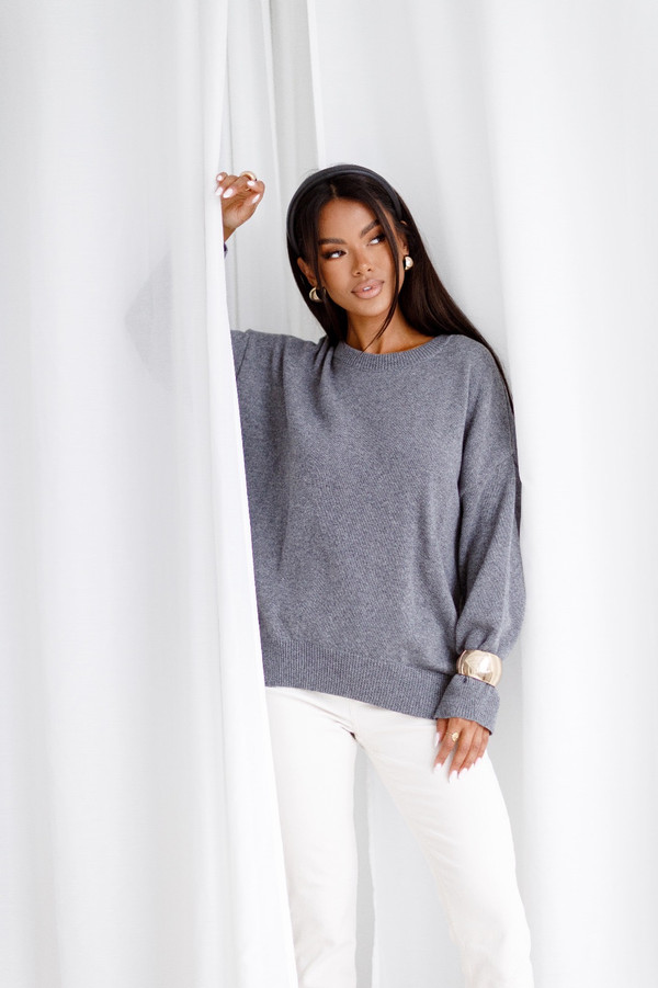 Sweter damski wełniany LUNA szary Madame Sue