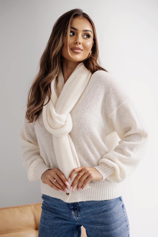 Szal z alpaki i wełny Madame Sue, ecru