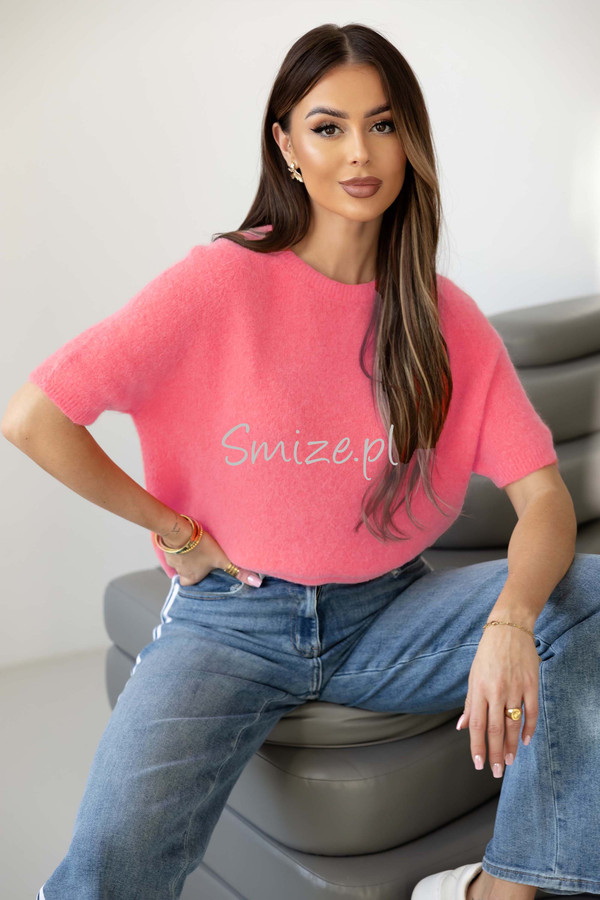 Sweter z krótkim rękawem baby alpaka GEORGINA różowy