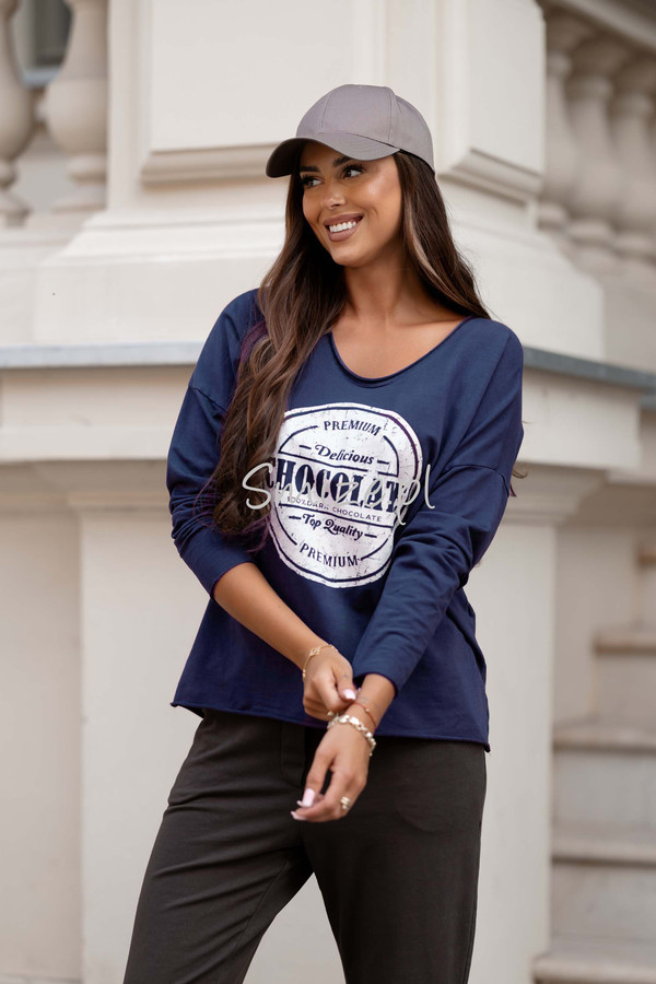 Bluzka z długim rękawem CHOCOLATE granatowy