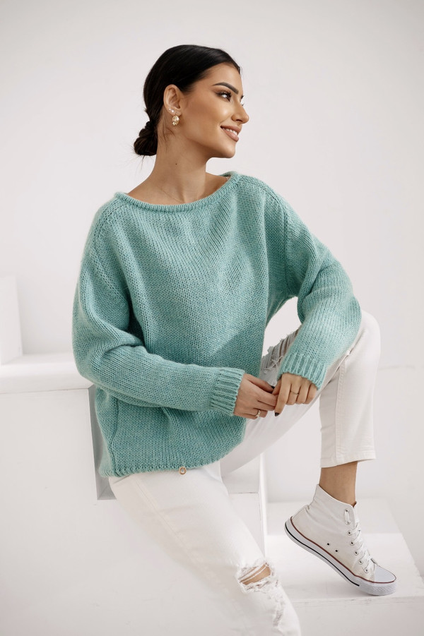Sweter damski wełna moher premium Sisi Madame Sue, turkusowy