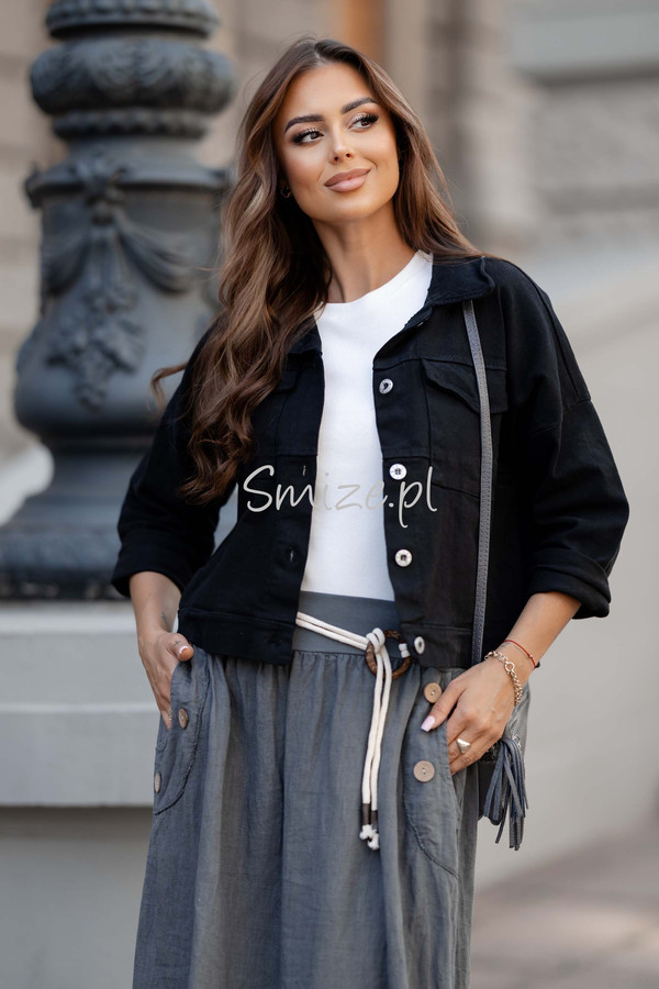 Kurtka damska bomberka z kieszeniami czarny