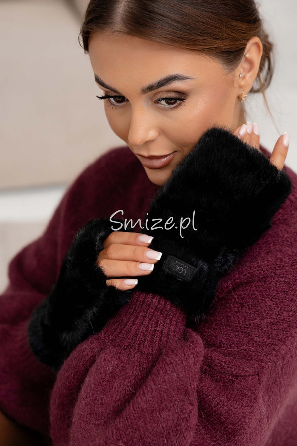 Rękawiczki damskie bez palców / ocieplacze czarne