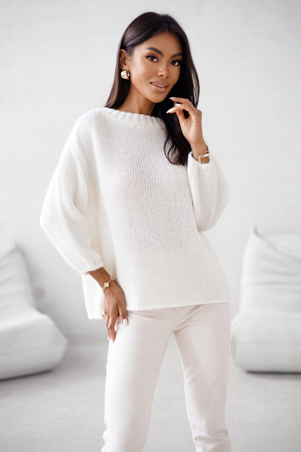 Sweter damski wełna moher premium LISS ecru Madame Sue