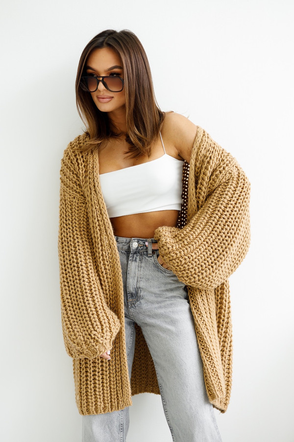 Sweter Kardigan LORI camel Madame Sue