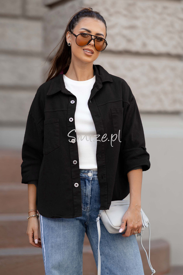 Kurtka damska o kroju koszuli czarna