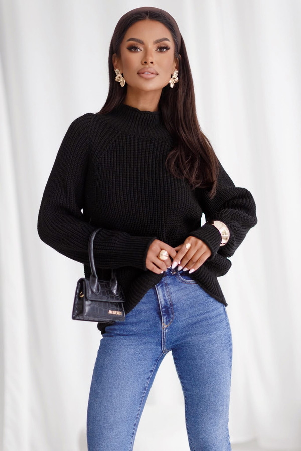 Sweter damski z alpaką i wełną ASTRID Madame Sue, czarny