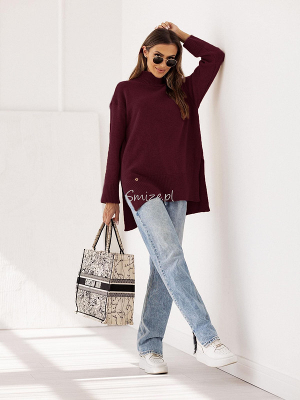 Sweter damski wełniany półgolf ARIA Madame Sue