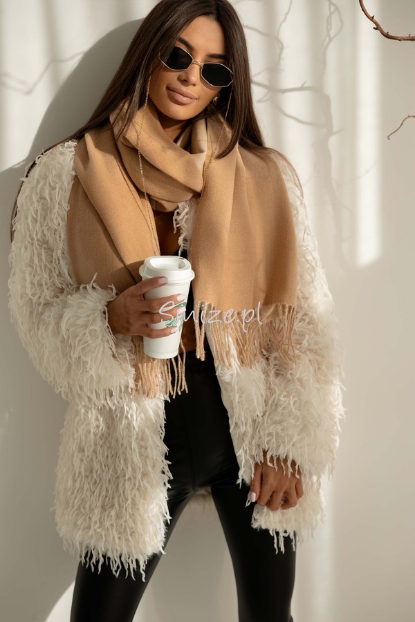 Szal damski z wiskozą camel