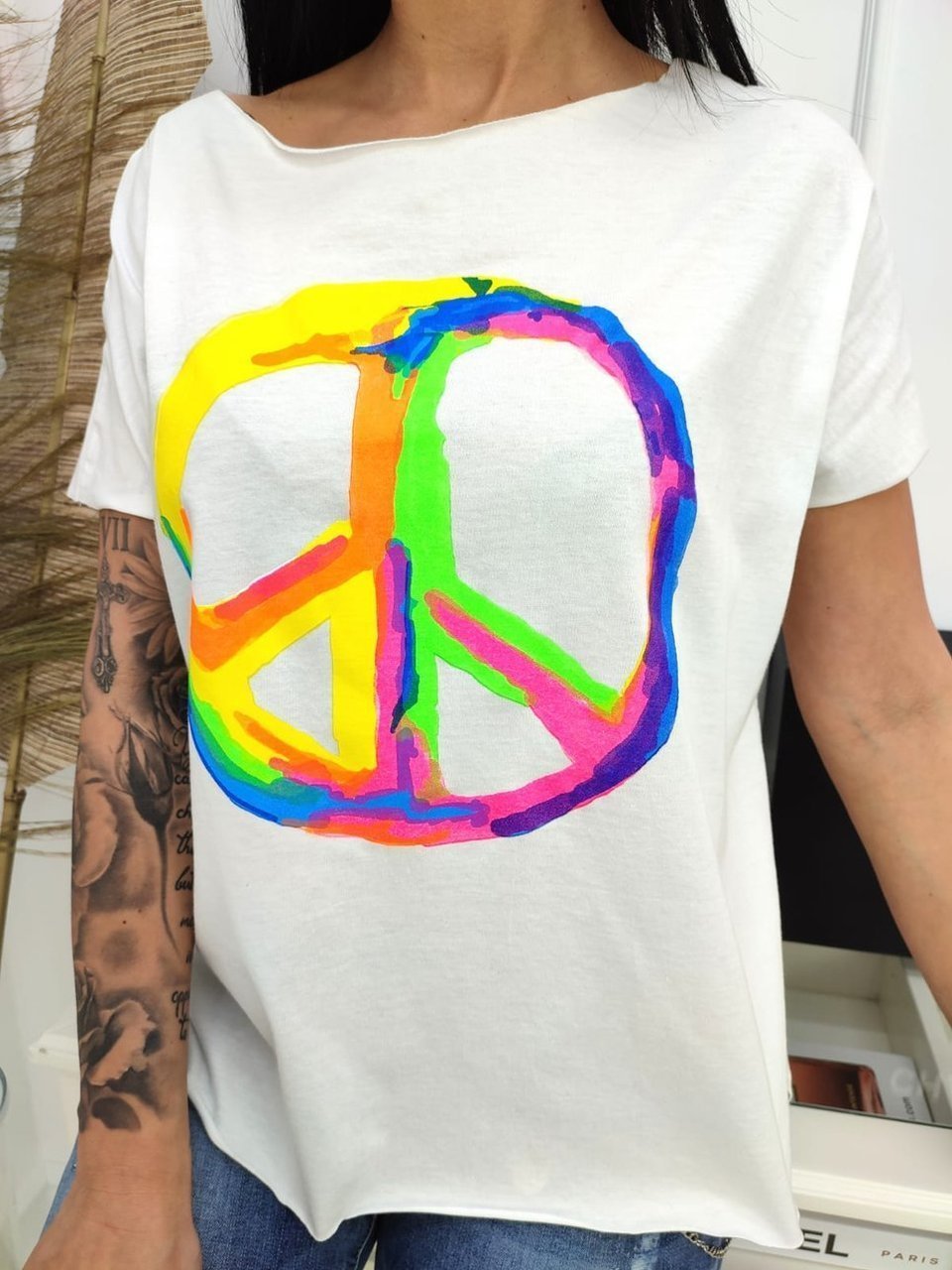 T-Shirt Neon PEACE / white