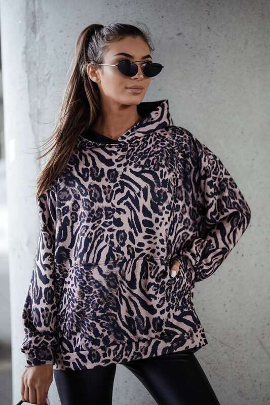 Bawełniana bluza oversize w panterkę Be Wild