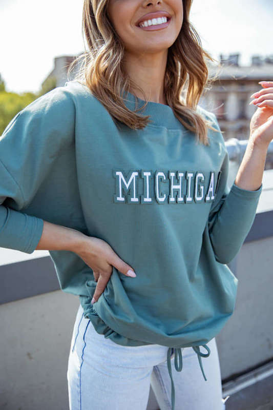 Bluza oversize MICHIGAN Me Gusta zielono turkusowa