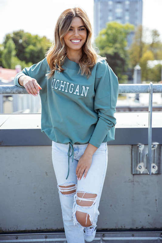 Bluza oversize MICHIGAN Me Gusta zielono turkusowa