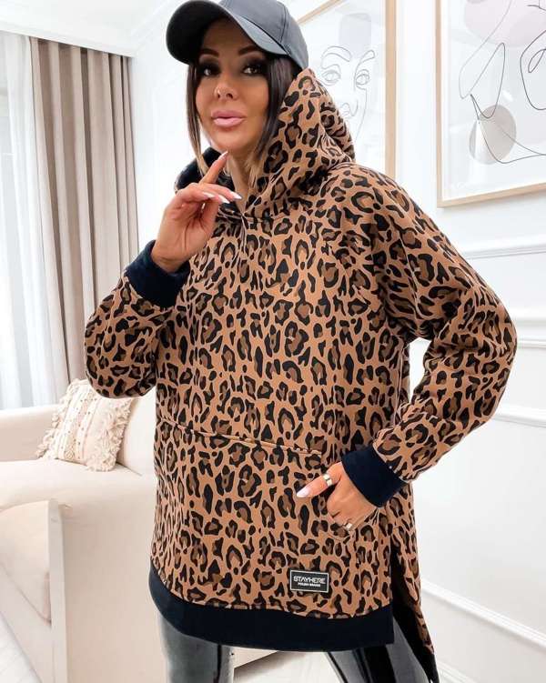 Bluza oversize w panterkę KENZO PANTHER STAY HERE