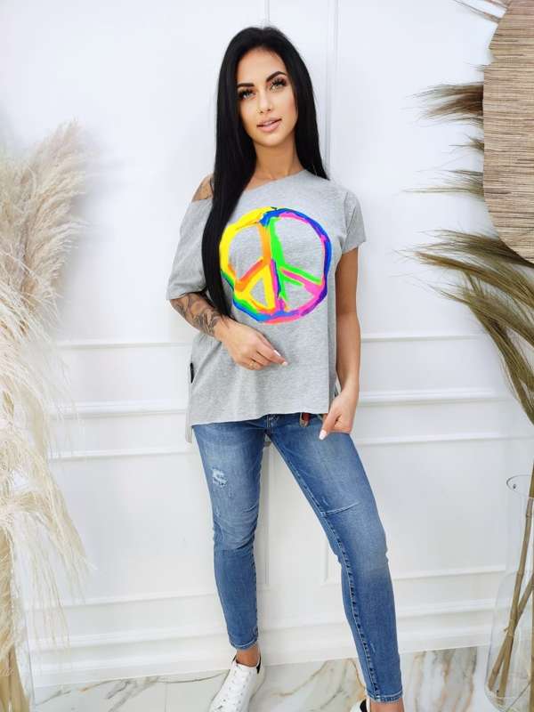 T-Shirt Neon PEACE / grey