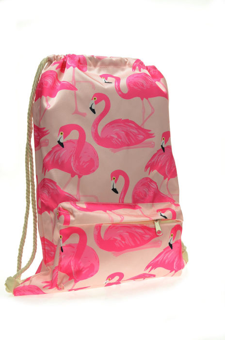 Worek z kieszonką Flamingi pink